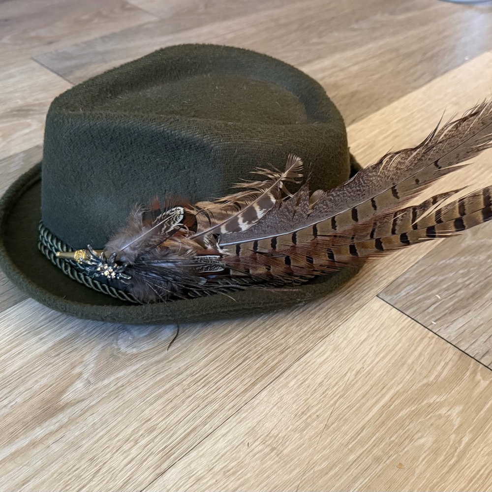 Traditional Oktoberfest Fedora - Pheasant Feather Pin Bavarian Mariella Tyrolean